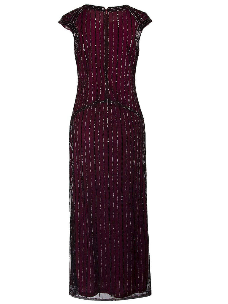 Robe Charleston Vintage Années 20 Gatsby à Sequins et Perles Soirée Cocktail