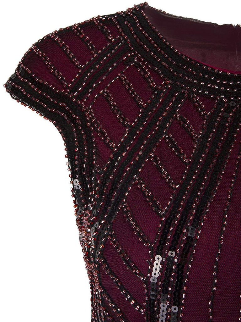 Robe Charleston Vintage Années 20 Gatsby à Sequins et Perles Soirée Cocktail