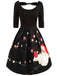 Robe Vintage Année 50 à Motifs Père Noël Costume de Noël