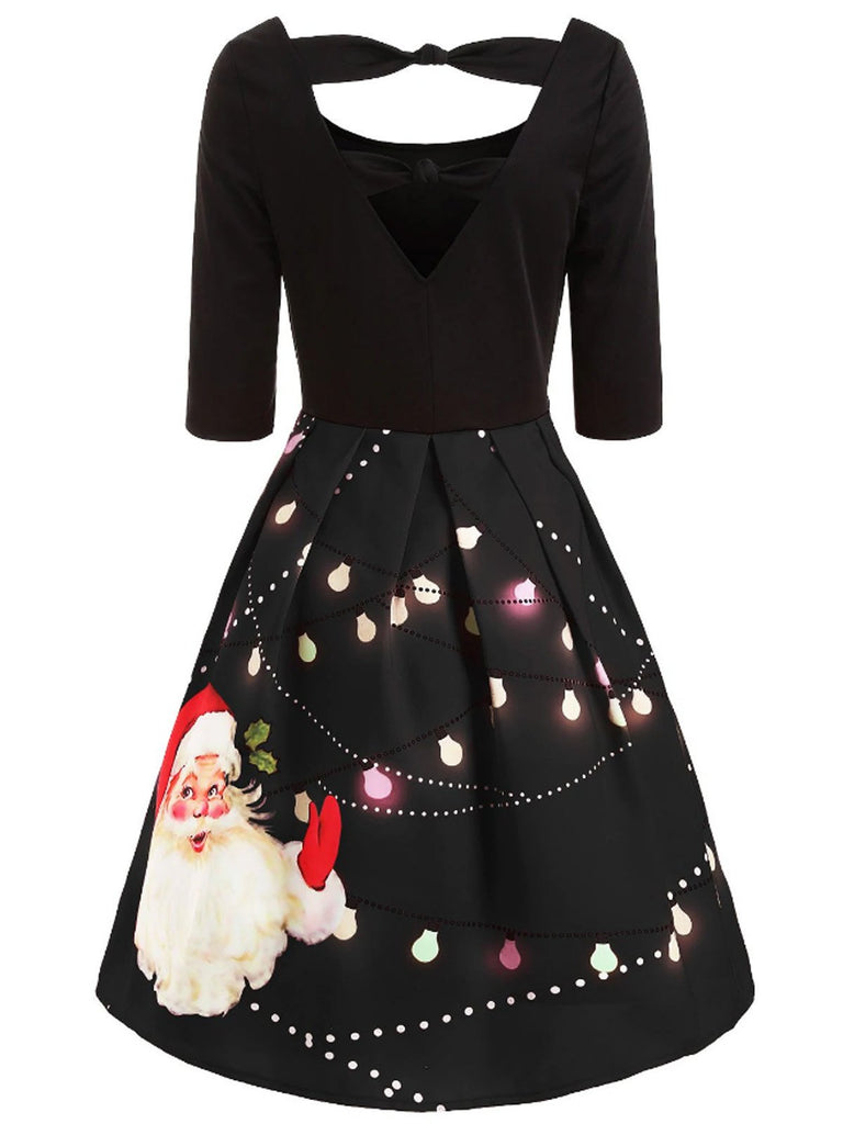 Robe Vintage Année 50 à Motifs Père Noël Costume de Noël