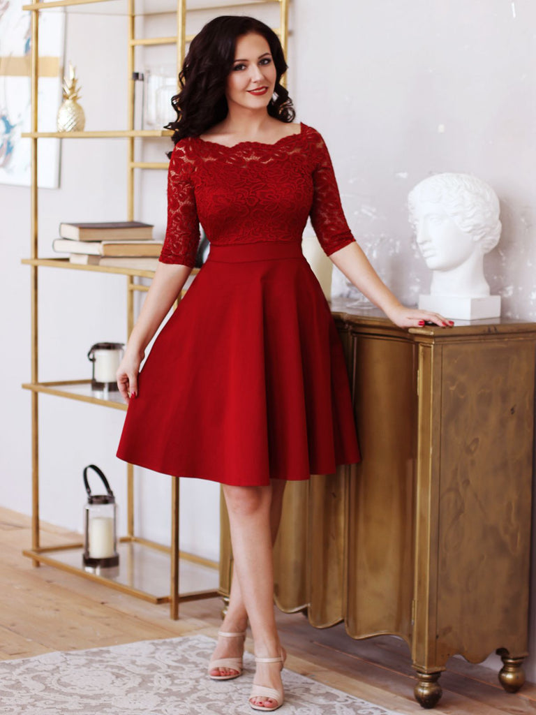 Robe Balançoire Année 50 Dentelle Sans Manches Robe Balançoire Année 50 Dentelle Sans Manches