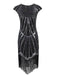 Robe de Soirée Noir Vintage Charleston 1920 Sans Manches à Franges Cocktail