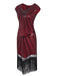 Robe de Soirée Rouge Vintage Charleston Année 20 Flapper Sans Manches à Franges