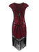 Robe de Soirée Rouge Vintage Charleston Année 20 Flapper Sans Manches à Franges