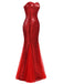 Robe de Soirée Rouge Longue Paillette Vintage Patchwork Cocktail Mariage