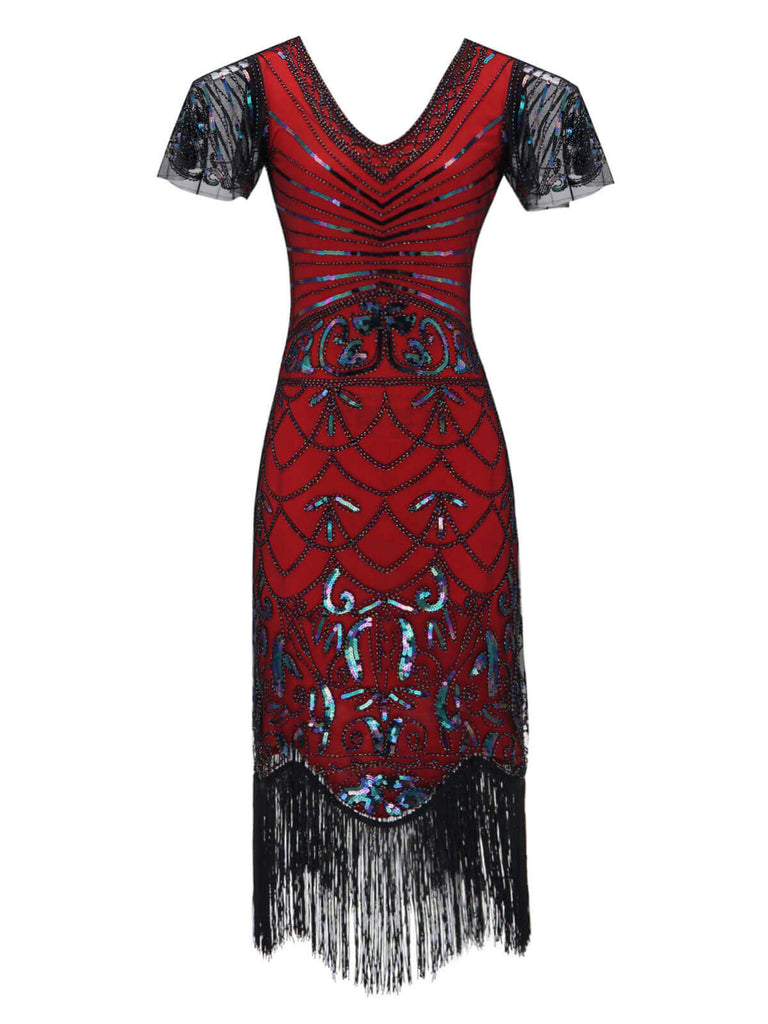 Robe Charleston Vintage Année 20 Gatsby Flapper Perlées Frangées Chic