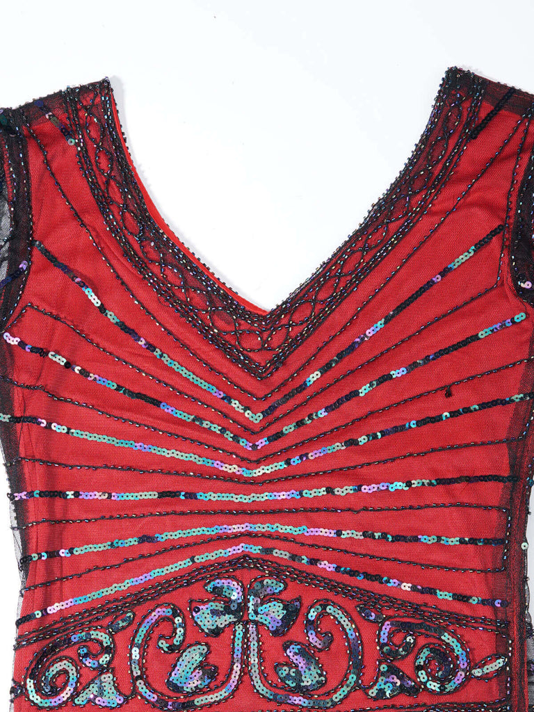 Robe Charleston Vintage Année 20 Gatsby Flapper Perlées Frangées Chic