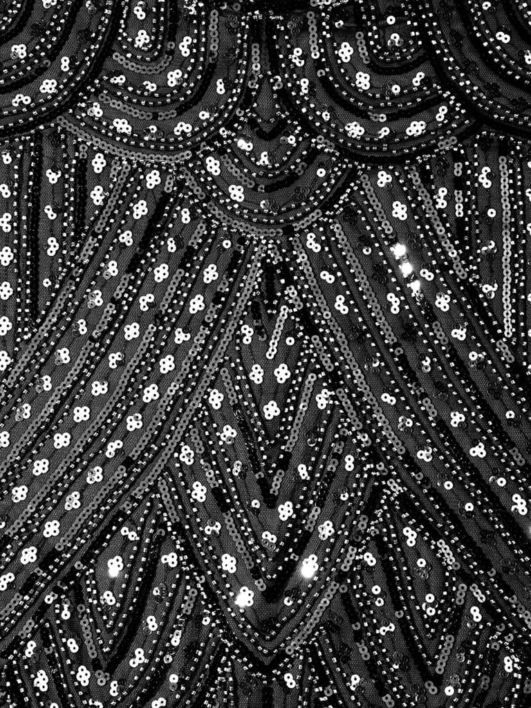 [Produits en Liquidation] Robe Charleston Noir Vintage Année 20 Gatsby Imprimer Perlée Frangé