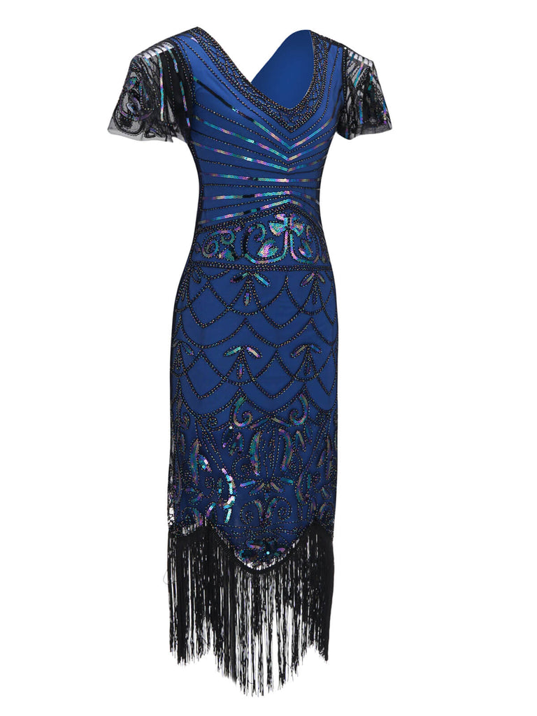 [Produits en Liquidation] Robe Charleston Vintage Année 20 Gatsby Flapper Perlées Frangées Chic