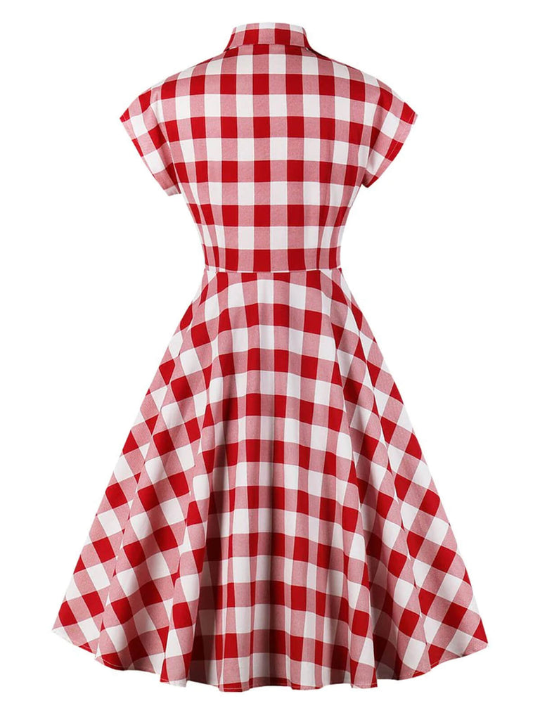 Robe Rockabilly Balançoire Années 50 à Carreaux Rouge