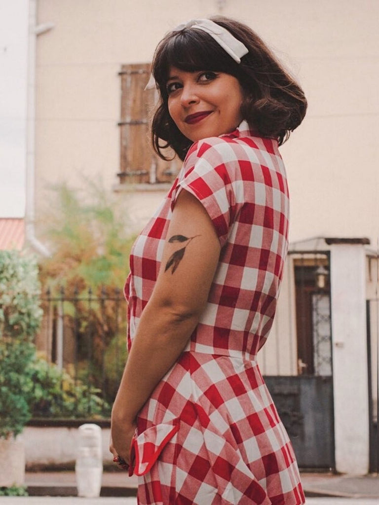 Robe Rockabilly Balançoire Années 50 à Carreaux Rouge