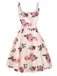 Robe Vintage Années 50 Trapèze À Fleurs Roses Pin Up Cocktail