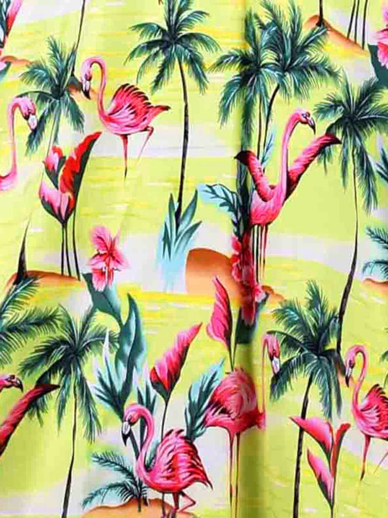 Robe Vintage Jaune Années 50 À Bretelles Flamant Pin Up