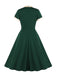 Robe Verte de Noël Vintage Années 50 Col Montant avec Nœud Papillon Chic