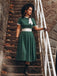 Robe Verte de Noël Vintage Années 50 Col Montant avec Nœud Papillon Chic