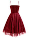 Robe Swing Vintage Rouge Année 50 en Dentelle Florale Soirée Cocktail Pin Up