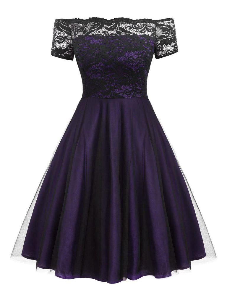Robe Vintage Annee 50 Dentelle Epaule Nue Grande Taille Soiree Cocktai Retro Stage France