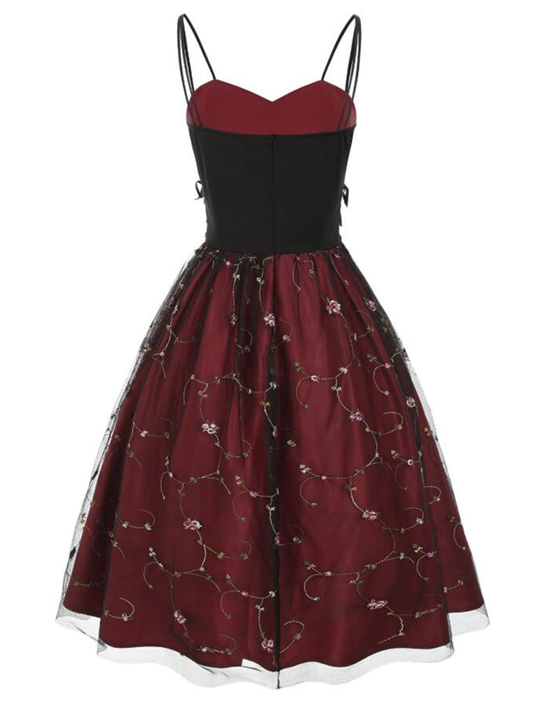 Robe Année 50 Bretelle Vin Rouge Cocktail