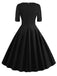 Robe Noir Vintage Année 50 Vintage Demi-manches Col V Cocktail