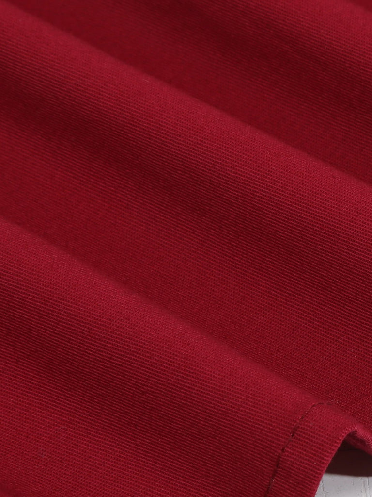 Robe Rouge Vintage Année 50 Demi-manches Col V Plain Cocktail Pin Up