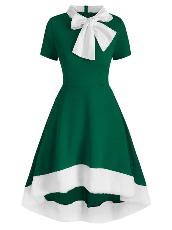 Robe de Noël Années 50 Vintage Noël Col Nœud Papillon Chic