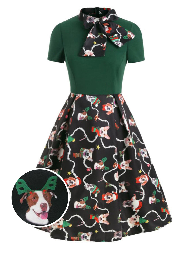 Robe Vintage Année 50 Vintage Patchwork Imprimée Chien Mignon