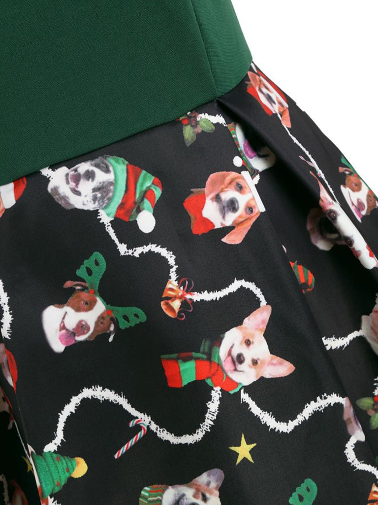 Robe Vintage Année 50 Vintage Patchwork Imprimée Chien Mignon