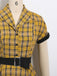 Robe Rockabilly Année 50 à Carreaux Jaune avec Ceinture