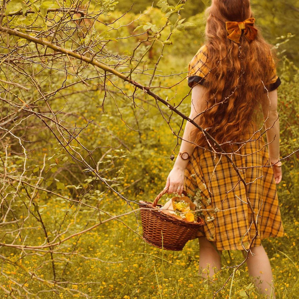 Robe Rockabilly Année 50 à Carreaux Jaune avec Ceinture