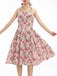 Robe Vintage Florale Rose à Col Licou Année 50 Cocktail Pin Up