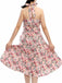 Robe Vintage Florale Rose à Col Licou Année 50 Cocktail Pin Up