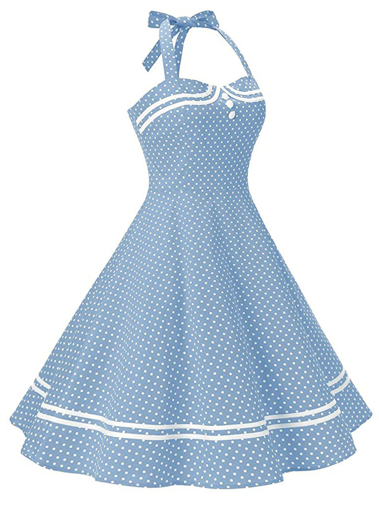 Robe Vintage à Pois Années 50 Pin Up À Col Licou Chic