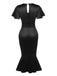 Robe Crayon Année 60 Noire à Volants