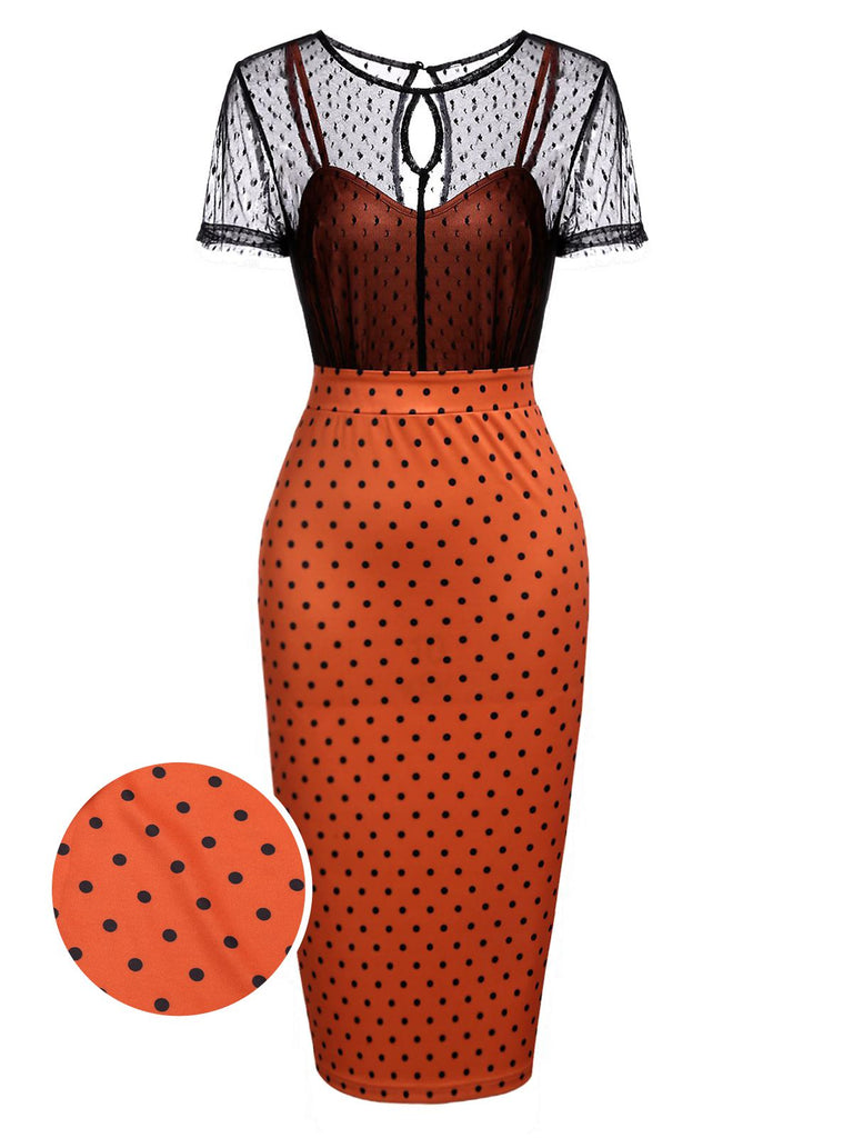 Robe moulante illusion orange des années 1960