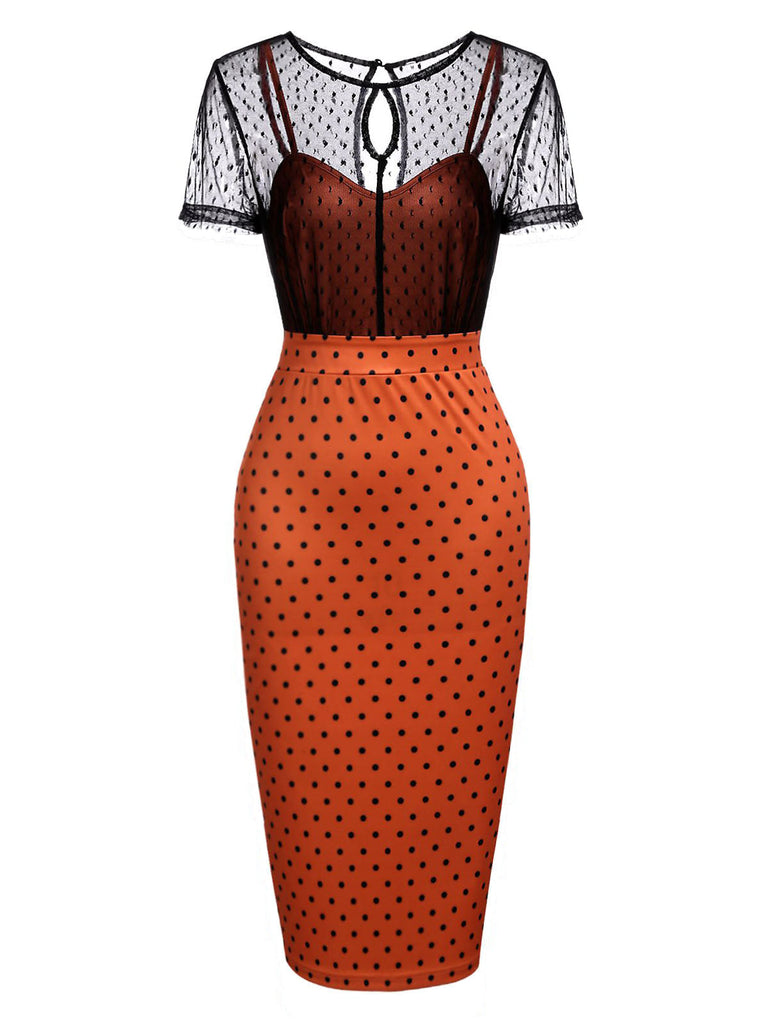 Robe moulante illusion orange des années 1960