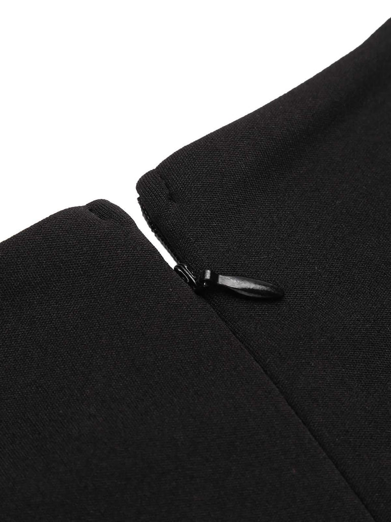 2PCS Robe Swing Vintage Année 50 Noire à Pois & Jupon Noir
