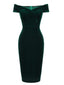 Robe Crayon Vintage Verte Année 60 Solide en Velours