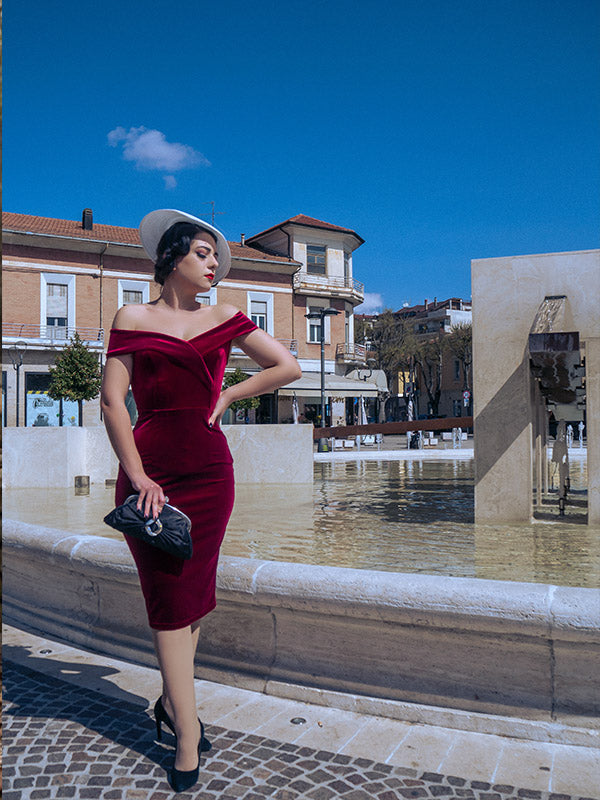 Retro Chic Robe Crayon Vintage Robe Longue Rétro Vintage-Dressing