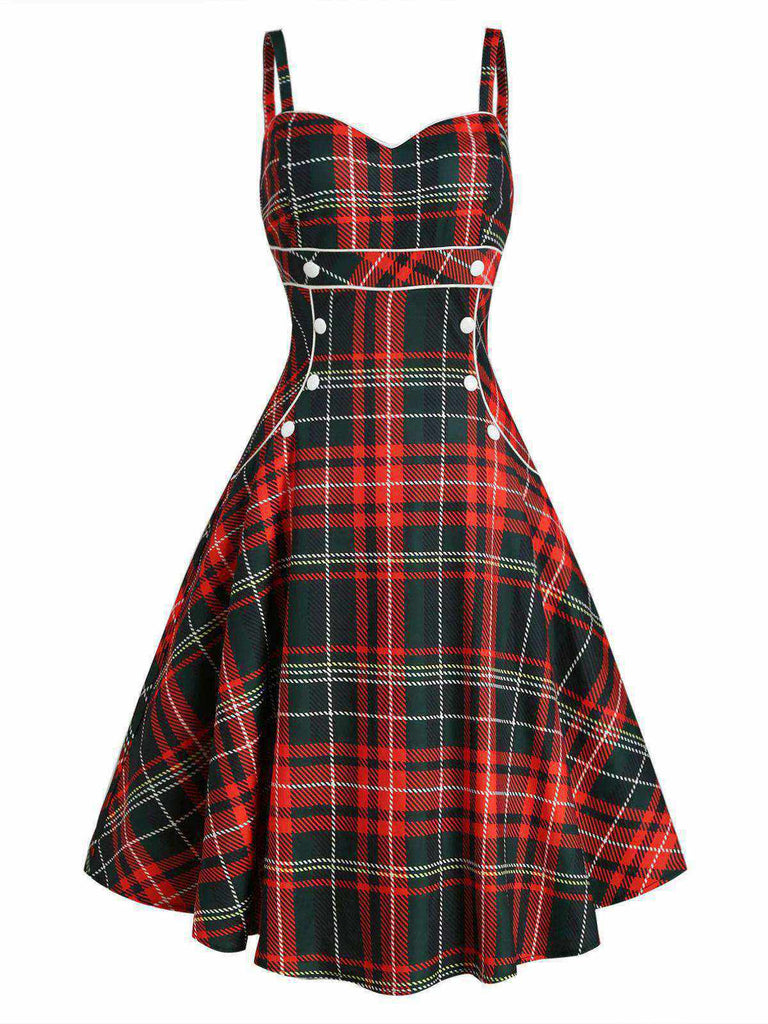 Robe Rockabilly Vintage à Bretelle Année 50 À Carreaux Chic