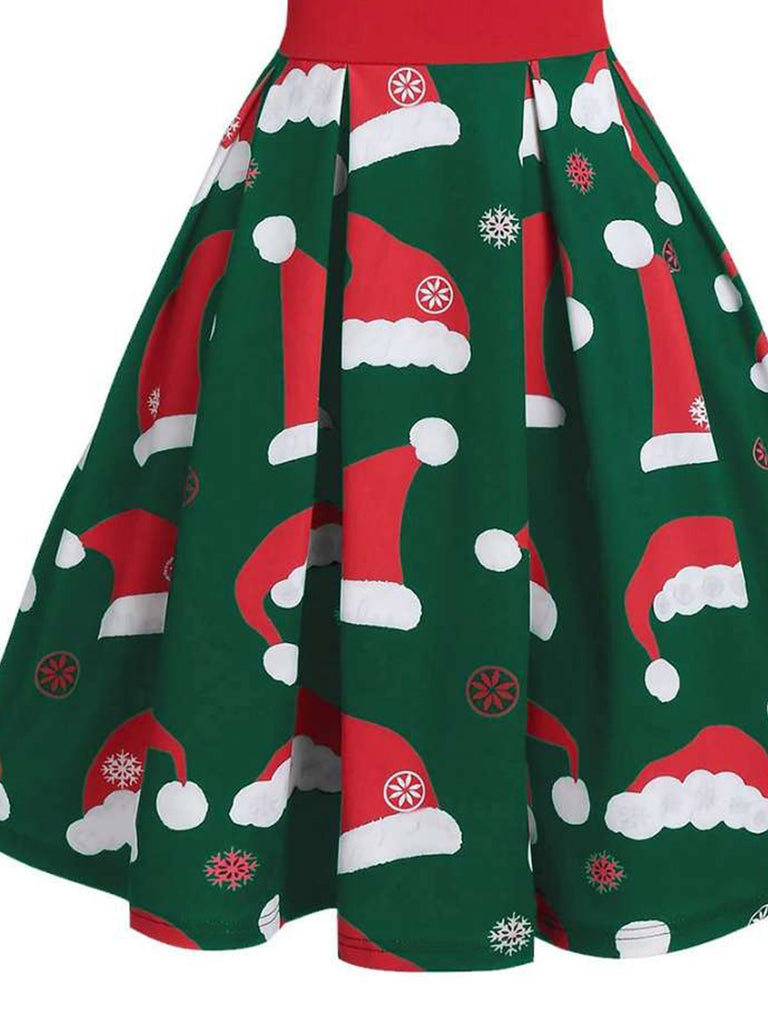 Robe de Noël Vintage à Bretelle Année 50 Chapeau de Noël Chic
