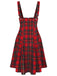 Jupe Swing Vintage Années 50 à Carreaux et Bretelles Rouge