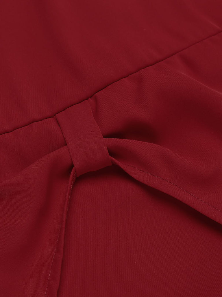Robe Crayon Vintage Rouge Année 60 à Col Licou