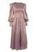 Robe Vintage Année 40 Solide avec Boutons Manches Bouffantes Chic