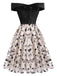 Robe Swing Année 50 Épaules Froides et Dénudées