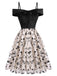 Robe Swing Année 50 Épaules Froides et Dénudées
