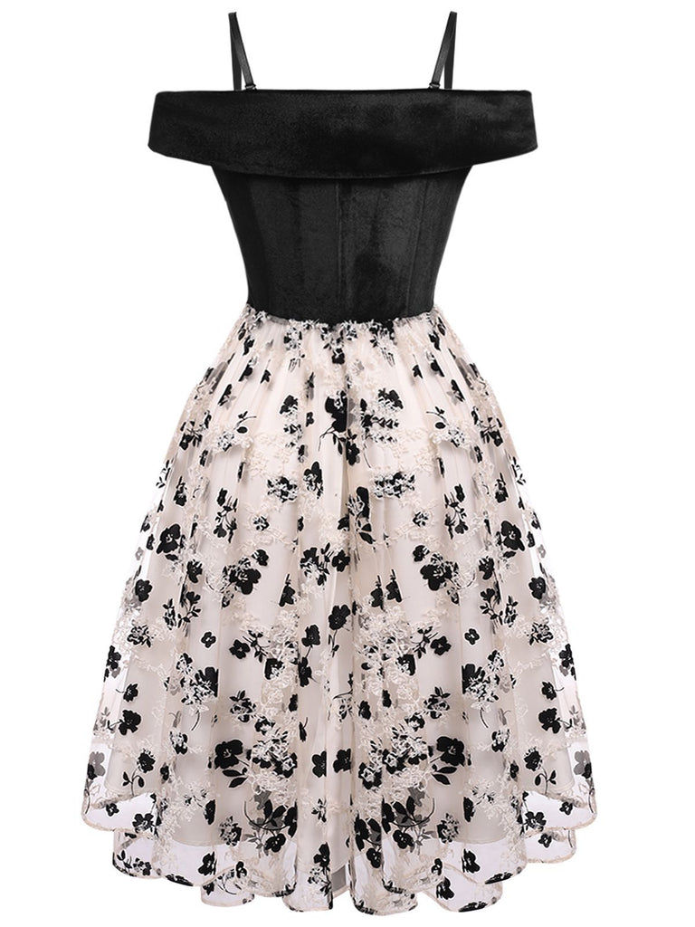 Robe Swing Année 50 Épaules Froides et Dénudées