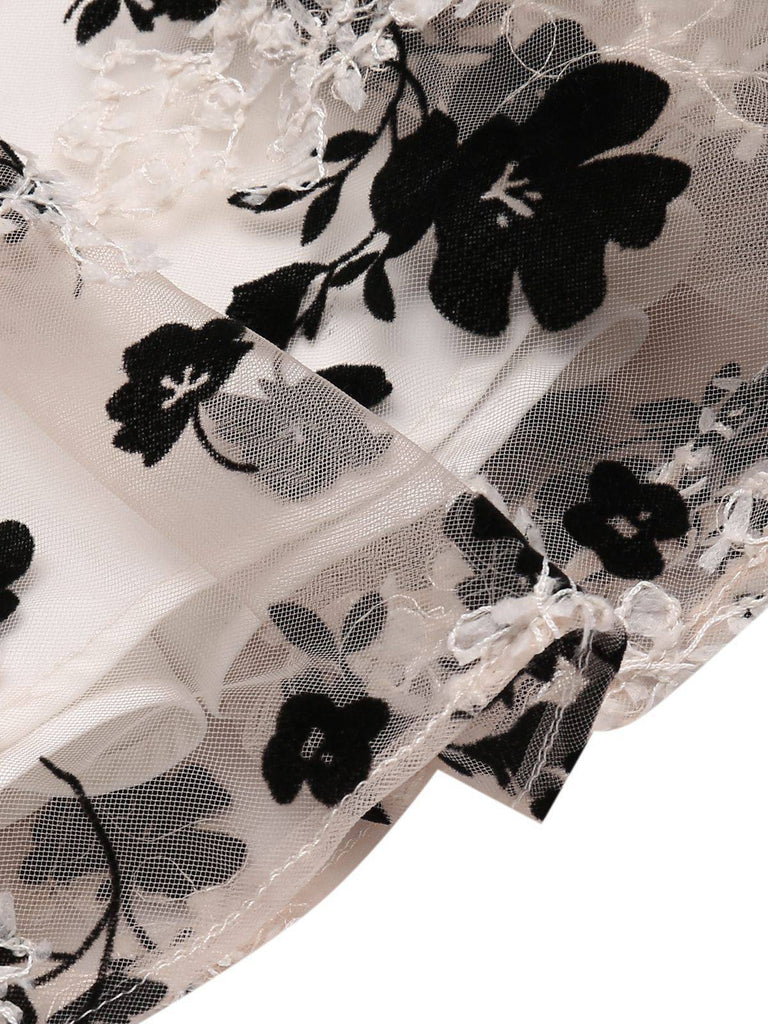 Robe Swing Année 50 Épaules Froides et Dénudées