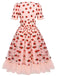 Robe Swing Vintage Année 50 Gaze Rose Fraise Soirée Cocktail Pin Up