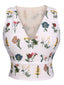 Top Vintage Floral Broderie Sans Manches Rétro Chic