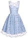 Robe Vintage Année 50 Bleu à Broderies Florales Cocktail Pin Up